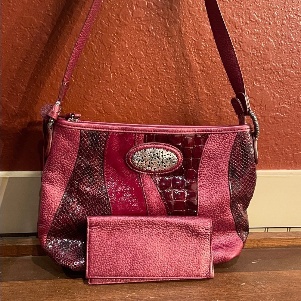 Brighton Barbados Red Patchwork Leather Shoulder … - image 15